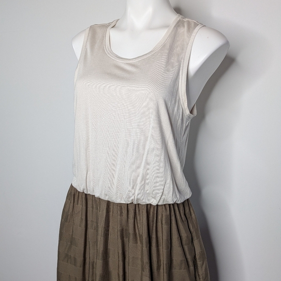 Prana Cream Green Sleeveless Comfortable Casual Midi Dress M - Picture 2 of 7